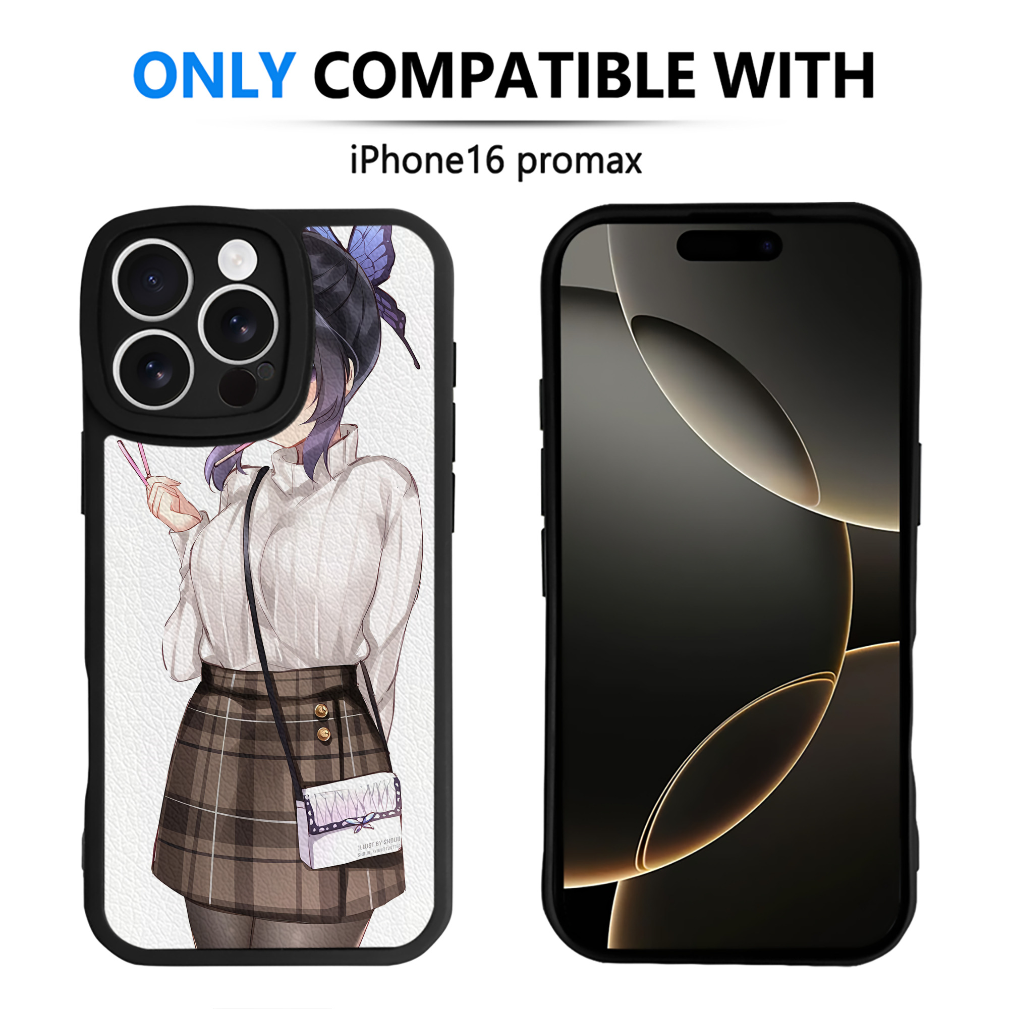 （画像用） 鬼滅の刃（きめつのやいば）蟲柱-胡蝶 しのぶ／こちょう しのぶ Kochou Shinobu 【iPhone 16シリーズ対応】シリコンスマホケース（レザー調） 材質：シリコン